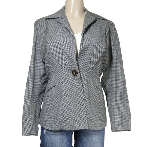 VTG 40s 50s Plaid Academia Preppy HERRINGBONE Retro  Harris Jacket Blazer S M - Picture 1 of 15